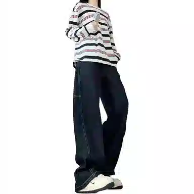 欧迪芬 基础款不硬柔软亲肤长裤高街中腰微喇通勤休闲百搭水洗九分裤牛仔裤 男女同款