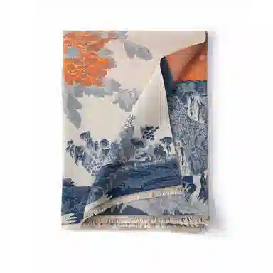 红豆 双面提花国风加厚保暖 聚酯纤维 绒线围巾 男女同款情侣款