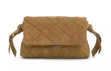 CHARLES&KEITH Woven Suede Small Shoulder Bag Sand Cotton Candy