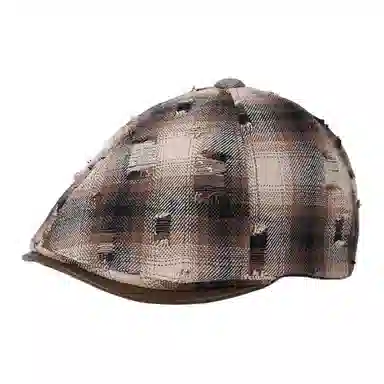 山一丸 韩版破洞复古做旧秋冬港风休闲文艺画家 聚酯纤维 贝雷帽 女款