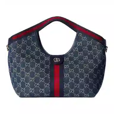 GUCCI GIGLIO Tote Bag Small Blue White