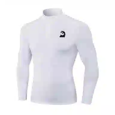 范索米 趣味小怪兽长袖半拉链薄毛绒高弹紧身骑行跑步健身运动立领塑身衣 男款