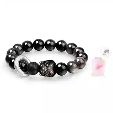 【瑞狮赐福】 老凤祥 纳福醒狮祥云跑环招财呈祥银曜转运珠 新中式时尚简约复古百搭高级感#好运 黑曜石 手串 男女同款情侣款