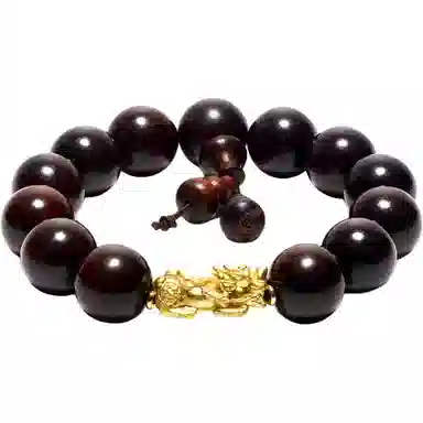 钵提 国潮古法镀金貔貅招财手饰盘玩#好运 紫檀属 木作手串 男女同款情侣款