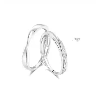 【免费定制刻字 999纯银材质】 福韵金 恋爱频率莫比乌斯爱意交织甜蜜饰爱有钱花对戒开口可调节 足银 戒指 男女同款情侣款