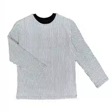 【dme】 美式复古慵懒设计感条纹撞色拼接圆领通勤百搭宽松休闲长袖上衣卫衣 男女同款