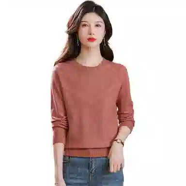 欧迪芬 春秋季简约长袖毛线衣女中年上衣洋气时尚百搭打底衫针织衫 女款