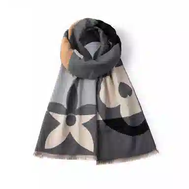 红豆 拼色设计旅游通勤外搭 聚酯纤维 绒线围巾 男女同款情侣款