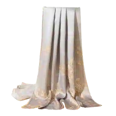 一米画纱 古典国风精致优雅迷梦迷情双层真丝高档气质长款披肩 桑蚕丝 丝巾 女款