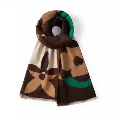 红豆 拼色设计旅游通勤外搭 聚酯纤维 绒线围巾 男女同款情侣款