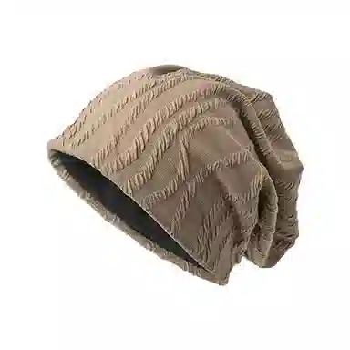 浪莎 韩式小清新简约纯色格纹堆堆休闲百搭防风包头大头围显脸小潮流 棉 绒线帽 男女同款情侣款