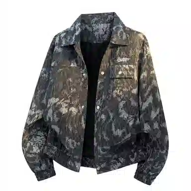 大卫贝肯 美式潮牌通勤无性别主义品牌字母印花复古高街翻领百搭宽松舒适外套夹克 男女同款