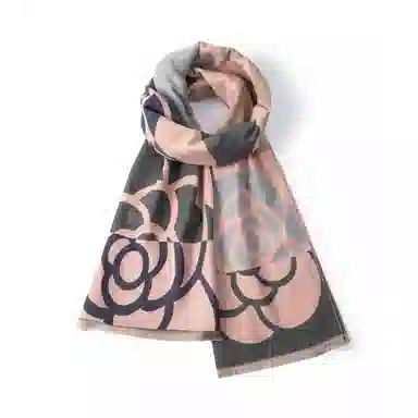 红豆 百搭时尚柔软花卉图案保暖外搭披肩 聚酯纤维 绒线围巾 男女同款情侣款