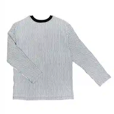 【dme】 美式复古慵懒设计感条纹撞色拼接圆领通勤百搭宽松休闲长袖上衣卫衣 男女同款