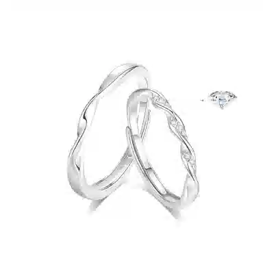 【免费定制刻字 999纯银材质】 福韵金 恋爱频率莫比乌斯爱意交织甜蜜饰爱有钱花对戒开口可调节 足银 戒指 男女同款情侣款