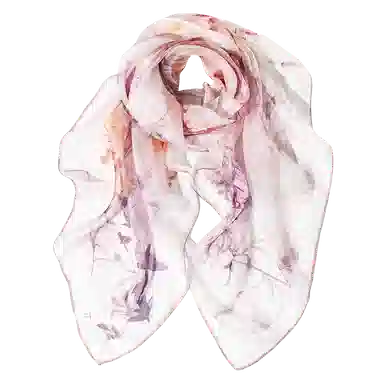 一米画纱 清新飘逸气质外搭披肩大方巾优雅亲肤外出真丝雪纺喷绘防晒 桑蚕丝 丝巾 女款