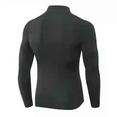 范索米 趣味小怪兽长袖半拉链薄毛绒高弹紧身骑行跑步健身运动立领塑身衣 男款