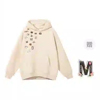 棉购 薄款连帽宽松韩版学生口袋套头休闲加绒外套卫衣 女款
