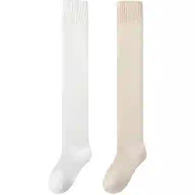 妮轻 羊毛秋冬季纯色简约高筒袜 女款