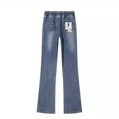 【分割拼接微喇显高显瘦】布客行 美式高街修身复古水洗做旧磨白亲肤柔软透气抽绳系带休闲百搭长裤子废土风直筒垂感阔腿牛仔裤 男女同款