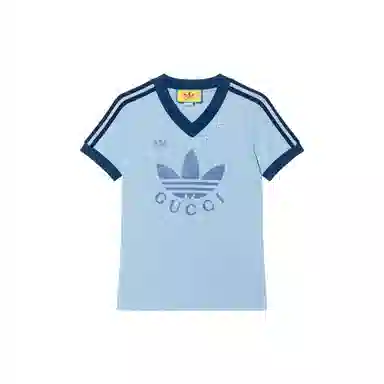 Gucci x Adidas V-Neck T-Shirt Blue
