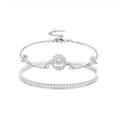 【跳动的心|S999银】 凤祥囍事 老凤祥 璀璨三秒心动套装 轻奢设计精致叠戴手链爆闪手镯 气质恋爱表白气氛高级生日#好运 纯银 项链 女款