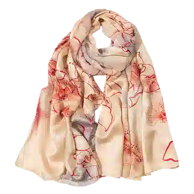 一米画纱 古典国风精致优雅迷梦迷情双层真丝高档气质长款披肩 桑蚕丝 丝巾 女款