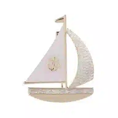 山一丸 轻奢小众气质配饰一帆风顺西装胸花创意简约天然贝壳设计帆船 环保铜 胸针 女款