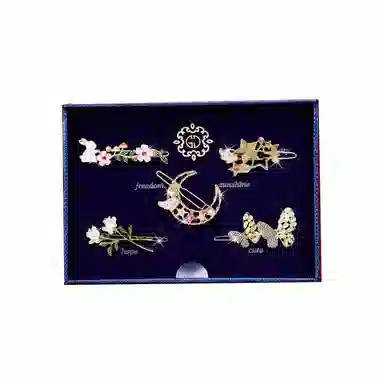 妖娆猫 森系优雅气质时尚五件套精致创意发饰礼盒独特个性浪漫 合金 发夹 女款