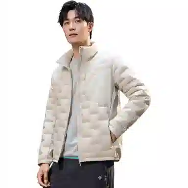 鸭鸭 纯色轻薄立领时尚简约百搭外套羽绒服 男款