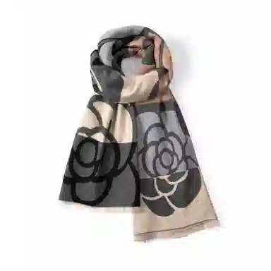 红豆 百搭时尚柔软花卉图案保暖外搭披肩 聚酯纤维 绒线围巾 男女同款情侣款