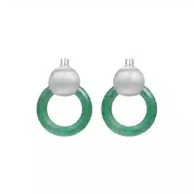 百年传琪 葫芦玉圈 玉髓 耳钉 女款