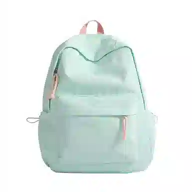 單倉 日韩系小众字母设计通勤百搭背包初高中学生大容量轻便耐磨书包 尼龙 双肩包 常规 男女同款情侣款 粉色/蓝色/绿色/卡其色/黑色