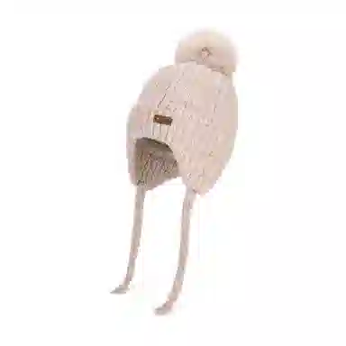 山一丸 户外保暖针织帽时尚显脸小套头帽子防寒护耳 羊毛混纺 绒线帽 女款