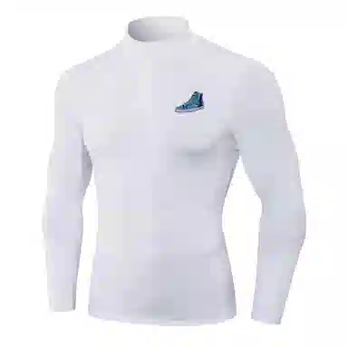 范索米 趣味板鞋长袖半拉链毛绒高弹紧身骑行跑步运动塑身健身衣 男款