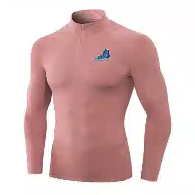 范索米 趣味板鞋长袖半拉链毛绒高弹紧身骑行跑步运动塑身健身衣 男款