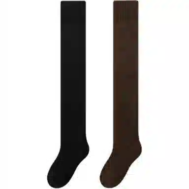 妮轻 羊毛秋冬季纯色简约高筒袜 女款