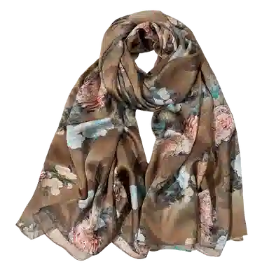 一米画纱 古典国风精致优雅迷梦迷情双层真丝高档气质长款披肩 桑蚕丝 丝巾 女款