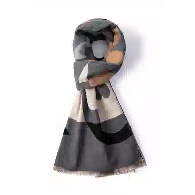 红豆 拼色设计旅游通勤外搭 聚酯纤维 绒线围巾 男女同款情侣款