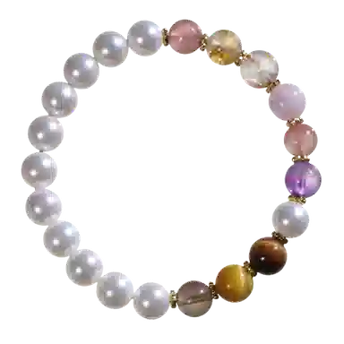 千叶珠宝 「虹霓叠彩金珠缀珍」多宝小众设计款轻奢高级感优雅简约独特大气精致百搭#好运天然 白水晶 手串 男女同款情侣款