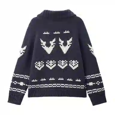 佐丹奴 撞色提花翻领开襟毛织针织衫 女款