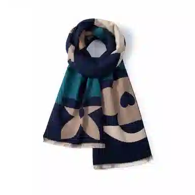 红豆 拼色设计旅游通勤外搭 聚酯纤维 绒线围巾 男女同款情侣款