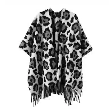 心水好物 拉美风欧美野性豹纹双面外搭高级感旅行流苏 聚酯纤维 披肩 女款