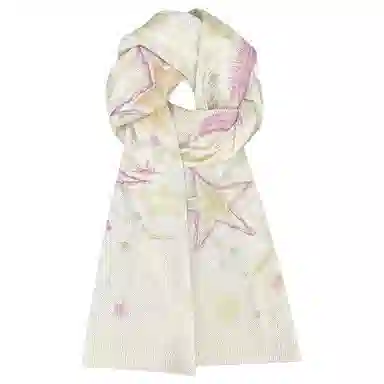 木林森 手绘插画涂鸦卡通薄款可爱毛绒百搭针织围脖 腈纶 绒线围巾 男女同款情侣款