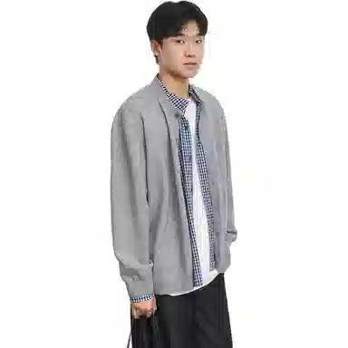 拓菲 秋冬款衬衫拼接假两件男叠穿开衫学院风外套男款针织衫 男女同款