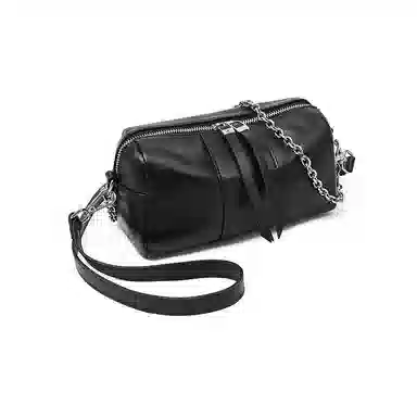 老人头 时尚百搭日常通勤上班小众设计高级质感斜挎包 牛皮革 单肩包 女款 黑色/米白色/灰色