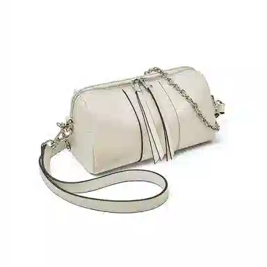 老人头 时尚百搭日常通勤上班小众设计高级质感斜挎包 牛皮革 单肩包 女款 黑色/米白色/灰色