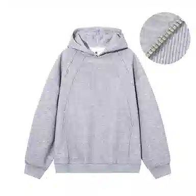 【重工闪耀明线双排钻】布客行 美式复古高街趣味潮牌不规则拼接宽松休闲舒适百搭轻奢老钱港风学院风重磅华棉连帽春秋长袖卫衣 男女同款