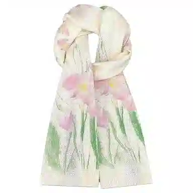 木林森 手绘插画涂鸦卡通薄款可爱毛绒百搭针织围脖 腈纶 绒线围巾 男女同款情侣款