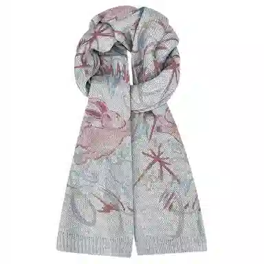 木林森 手绘插画涂鸦卡通薄款可爱毛绒百搭针织围脖 腈纶 绒线围巾 男女同款情侣款